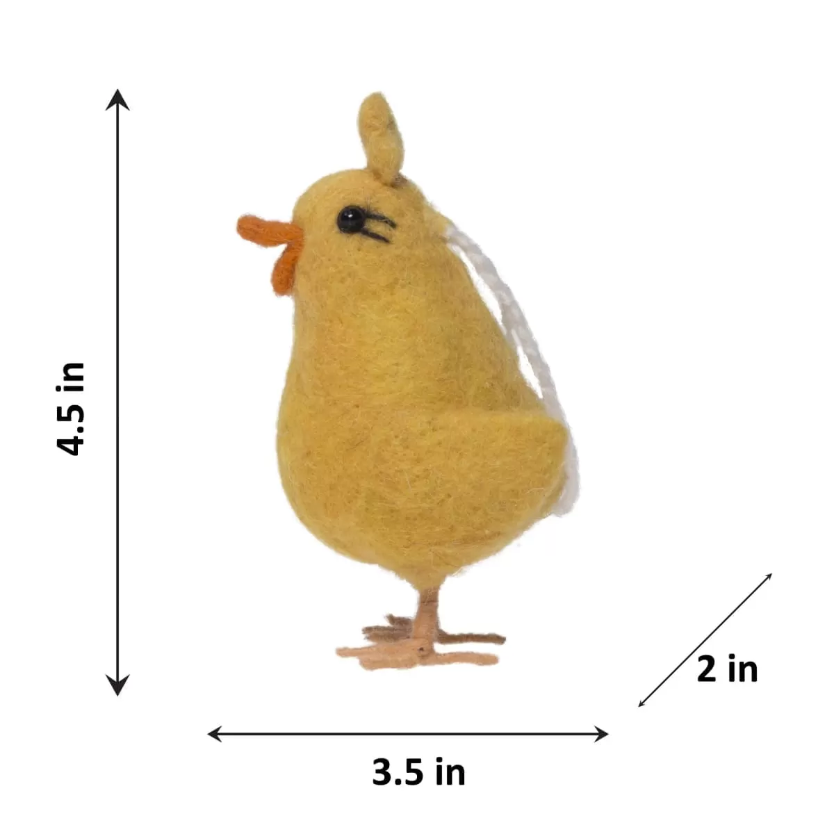 De Kulture Handmade Premium Wool Felt Hanging Yellow Chick Eco Friendly Needle Felted Stuffed Easter Ornament Ideal for Home Office Party Decoration Holiday Décor,3.5x2x4.5 (LWH) Inches